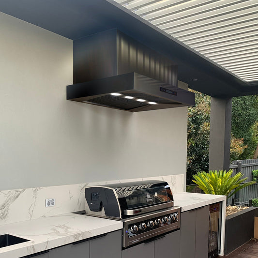 Excelsior Black 1200mm Wall Mounted BBQ Rangehood